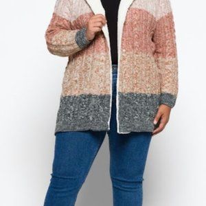 LETY & ME Helsa Sherpa Trim Cardigan Size: 3X